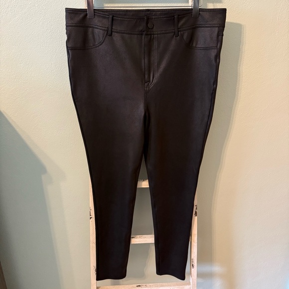 NYDJ Pants - NYDJ Sculpt-Her Faux Leather Sheen Skinny Black Pants Women Size 12